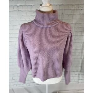 Nasty Gal Women's Lilac Purple Roll Turleneck Casual Sweater Puff Sleeve S‎ M